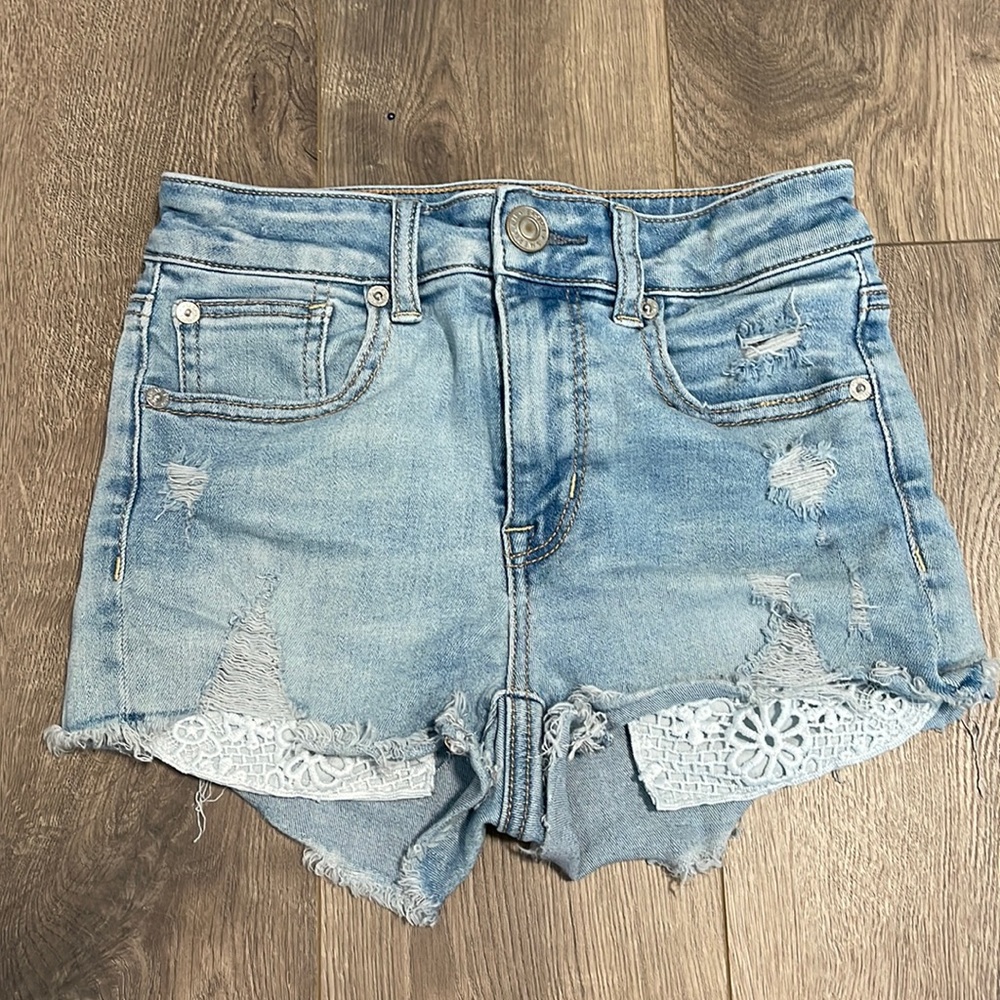 American Eagle Light Wash Lightly Distressed Shorts